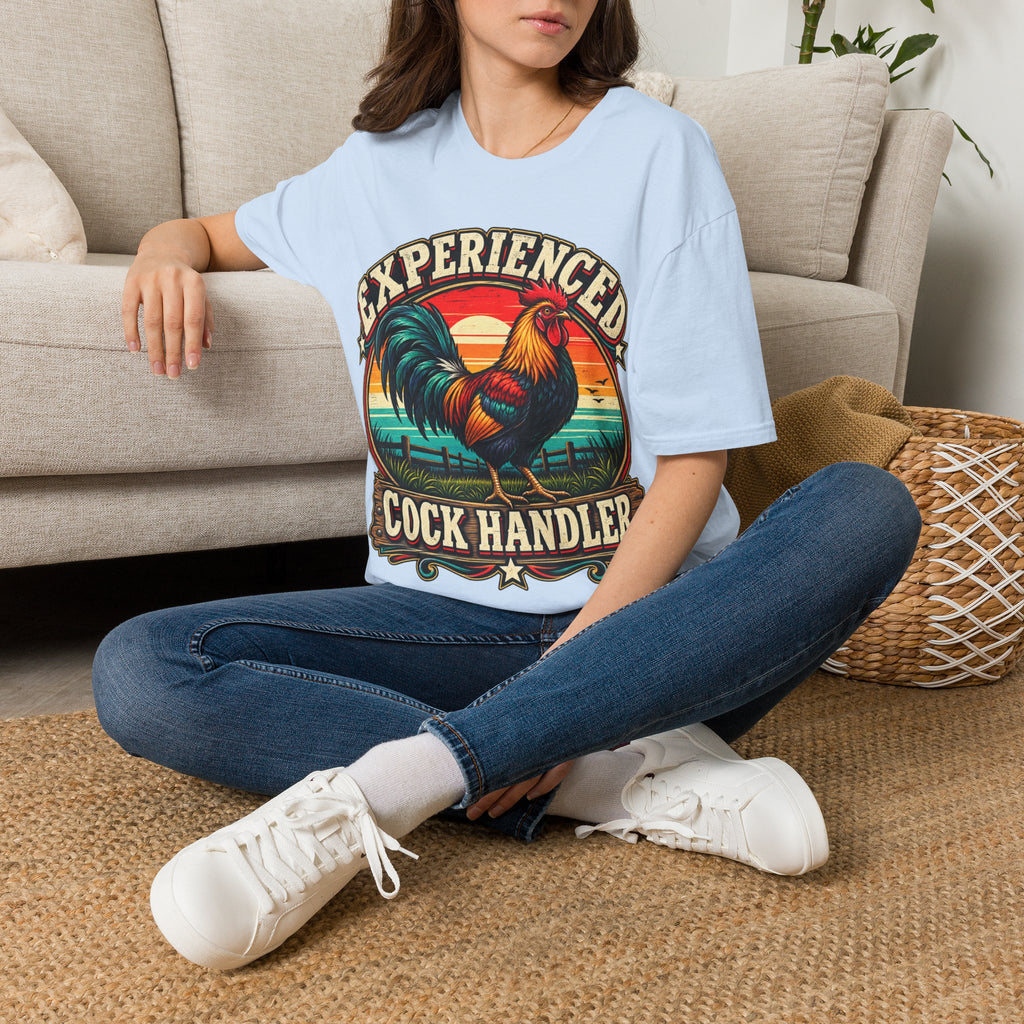 Experienced Cock Handler Adult T-Shirt — Retro Rooster Graphic Tee