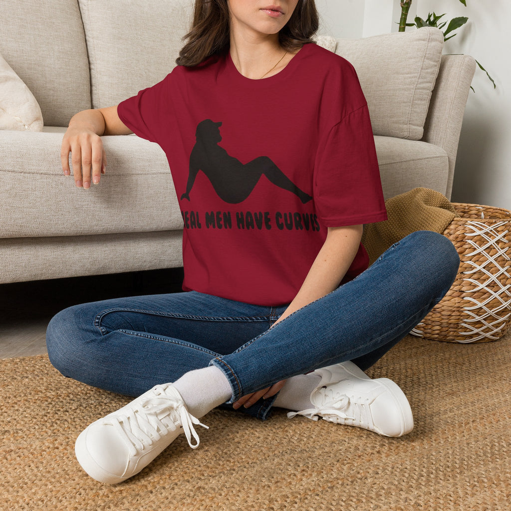 Curvy Silhouette Adult T-Shirt — "Real Men Have Curves" Graphic Tee