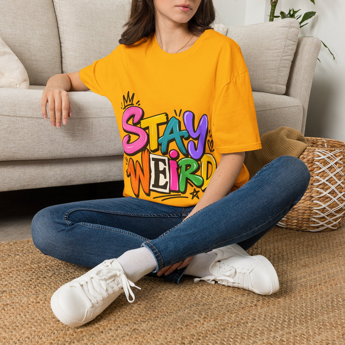 Stay Weird Adult T-Shirt — Colorful Graffiti Graphic Tee