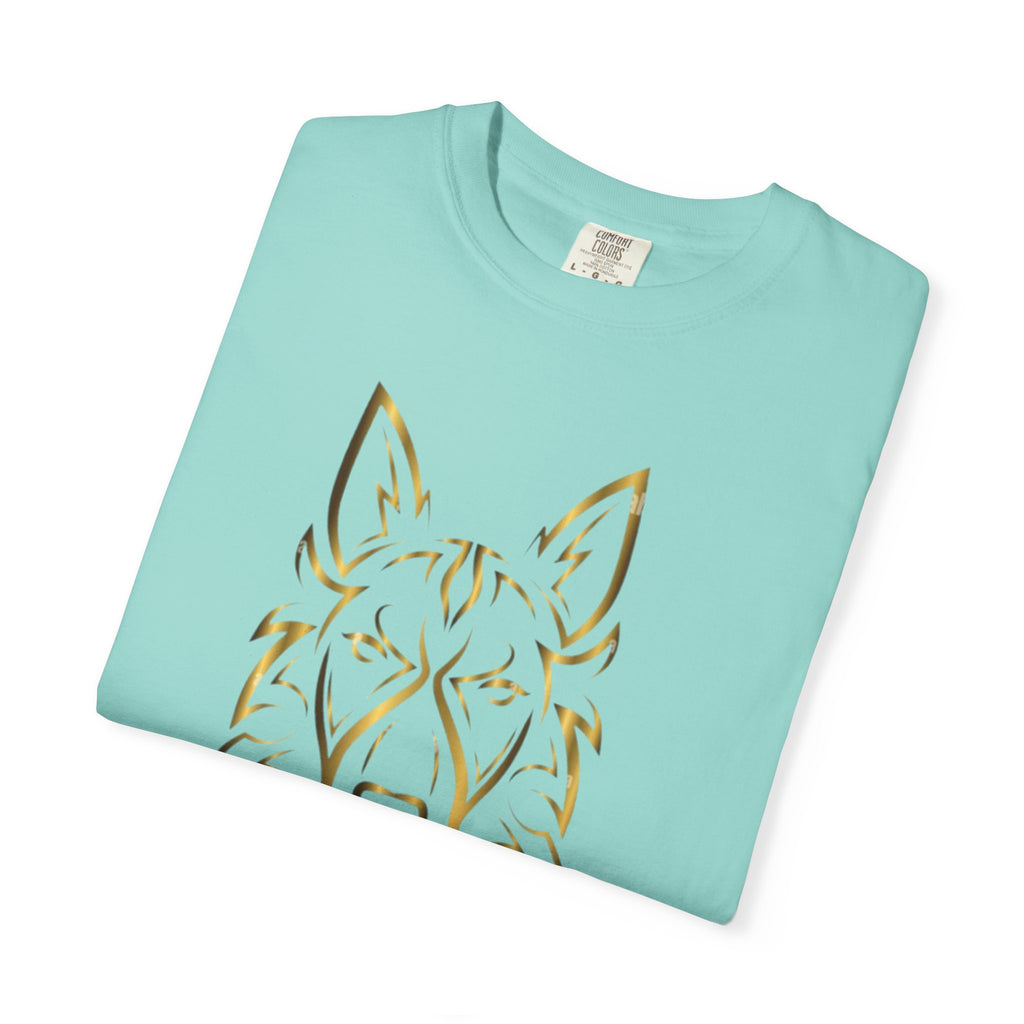 The Angel Wolf Adult T-Shirt — Gold Line Art Graphic Tee