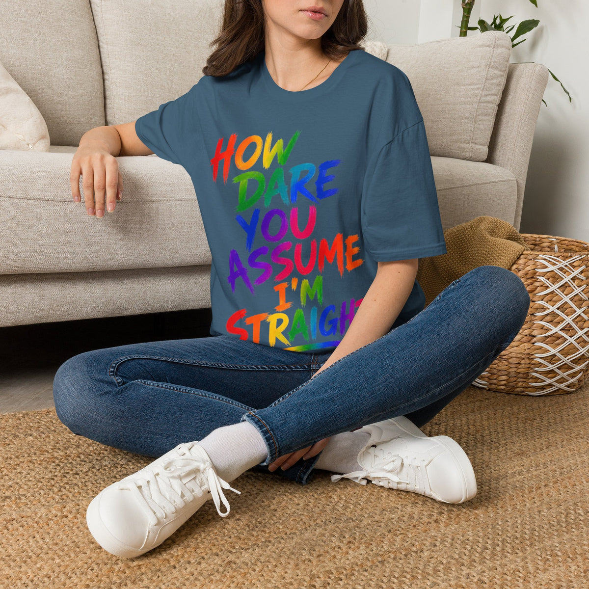 How Dare You Assume I’m Straight Adult T-Shirt — Rainbow Pride Graphic Tee