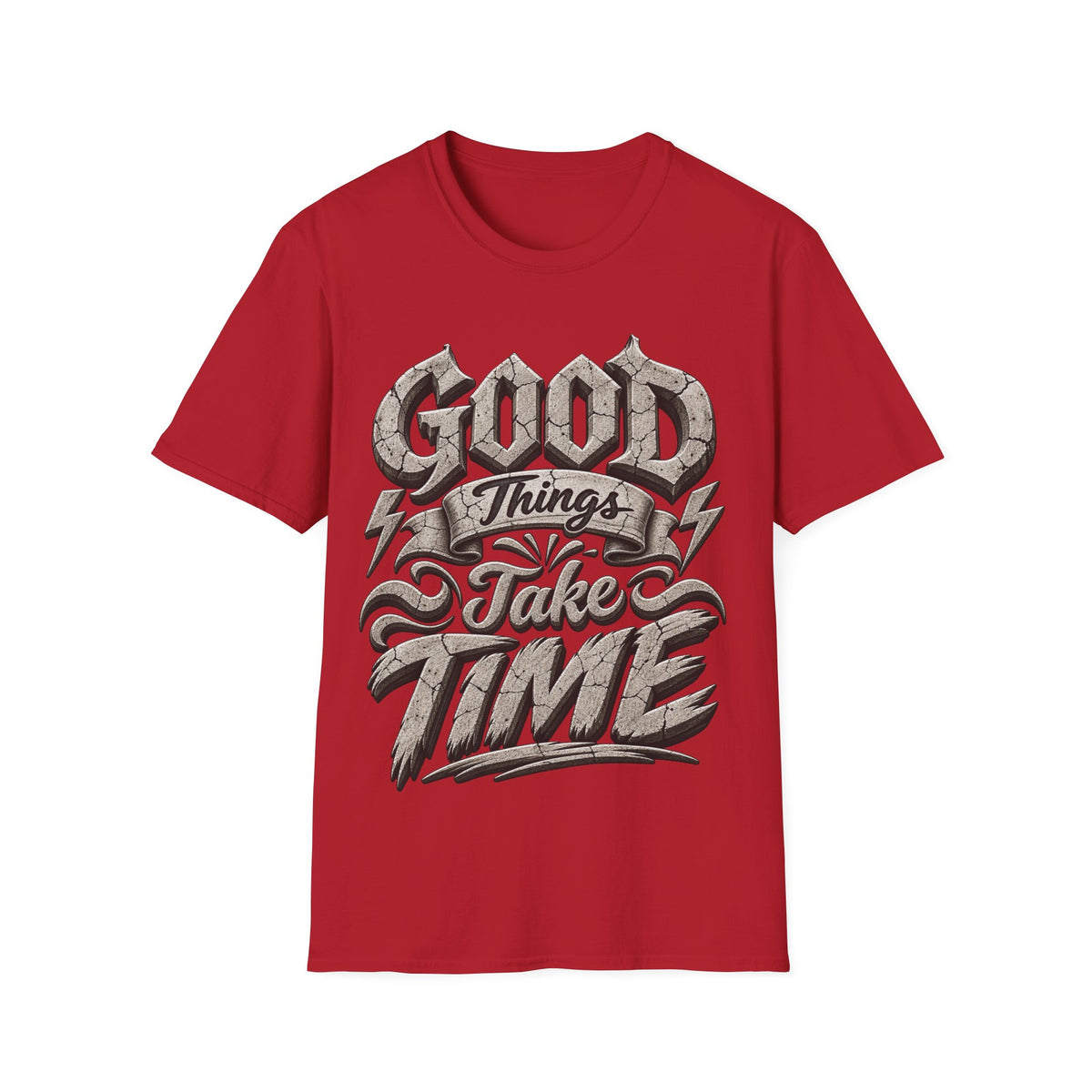 Adult T-Shirt — 'Good Things Take Time' Vintage Script Graphic Tee