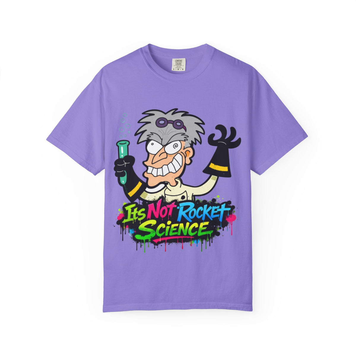 Science Cartoon  Adult T-Shirt — "It's Not Rocket Science" Lab Mad Scientist Tee