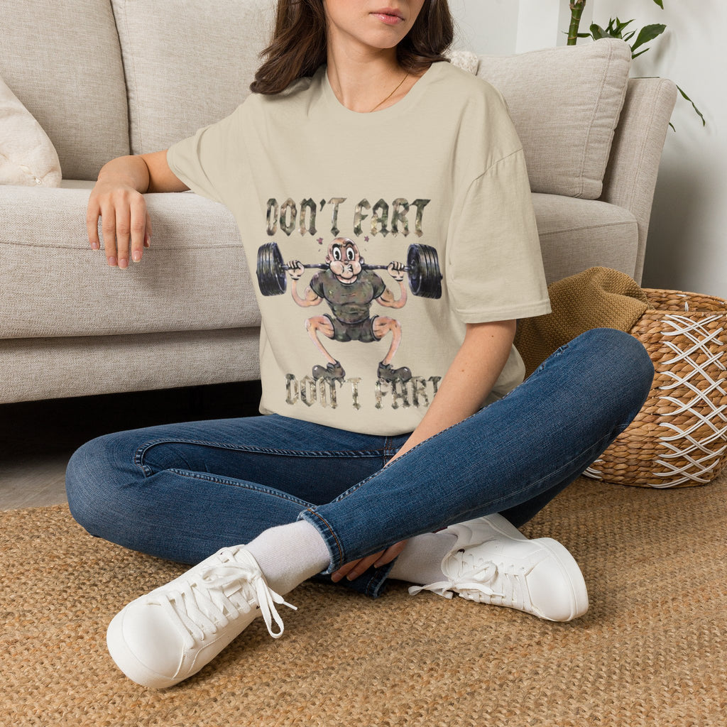 Don't Fart Weightlifting  Adult T‑Shirt — Funny Gym Workout Tee