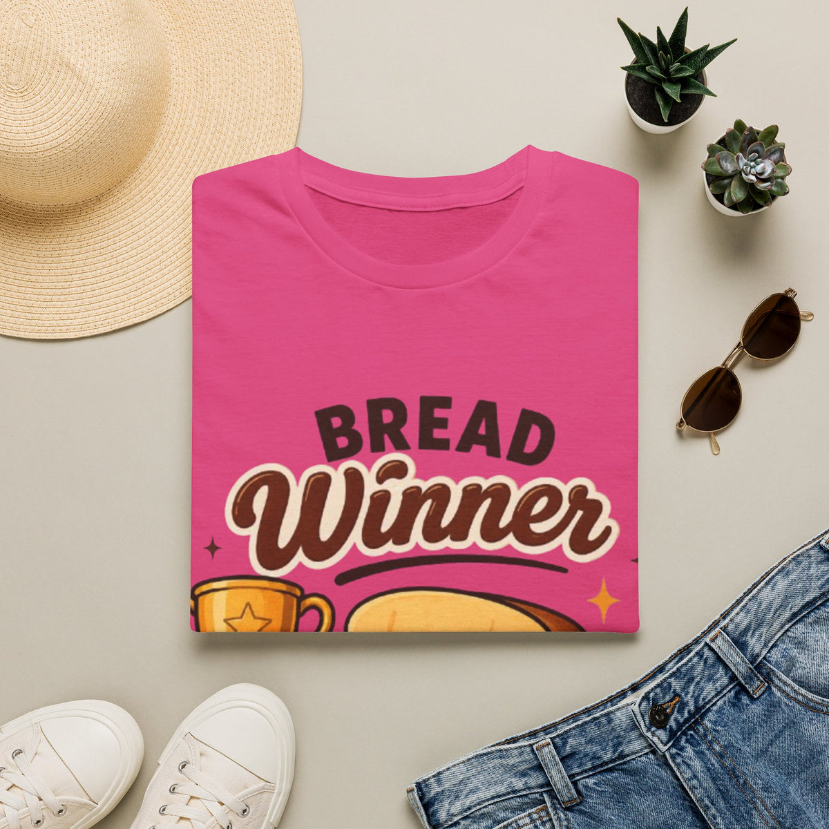 Bread Winner Adult T‑Shirt — Funny Toast Cartoon Tee for Bakers & Breakfast Lovers