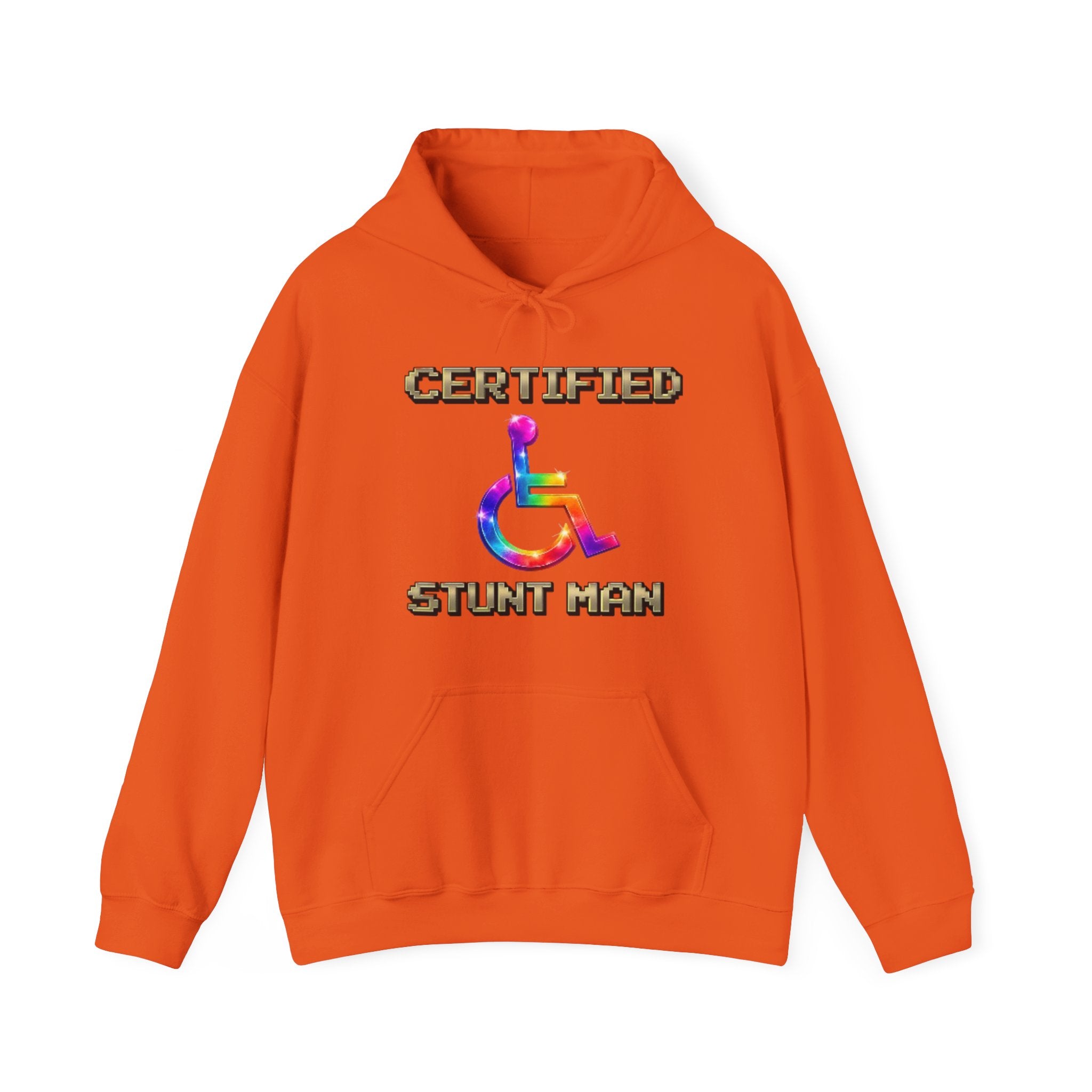 Adult Hoodie - "Certified Stunt Man" Rainbow Wheelchair Hoodie