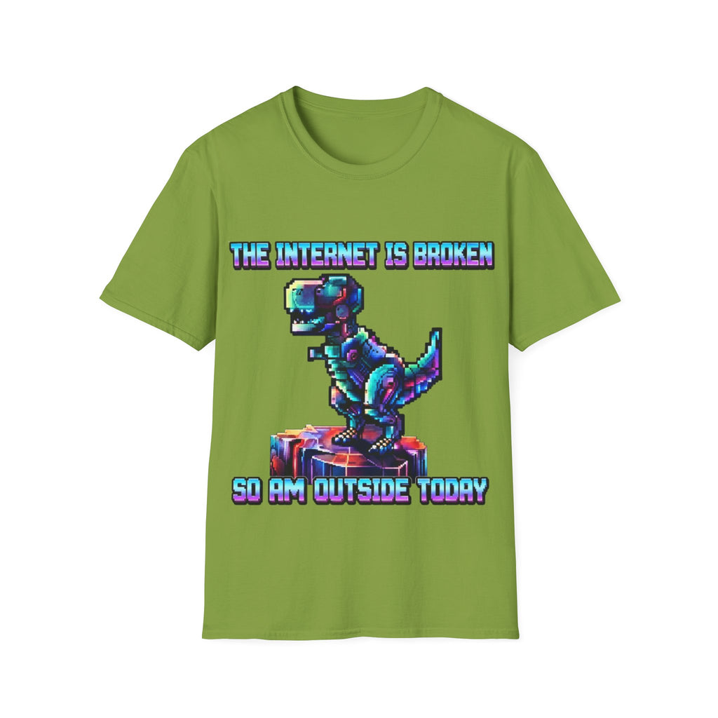 Internet Is Broke Adult  T-Shirt — Retro Pixel Dino "So Am I" Graphic Tee