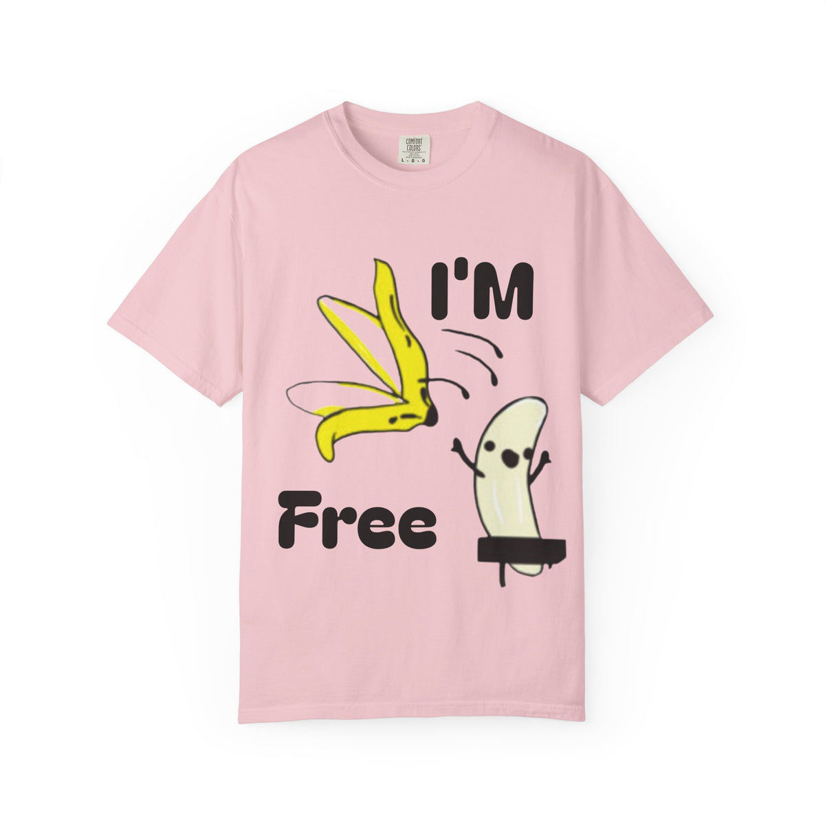 Banana Skateboard Adult T-Shirt — "I’m Free" Cute Skateboarding Banana Graphic Tee