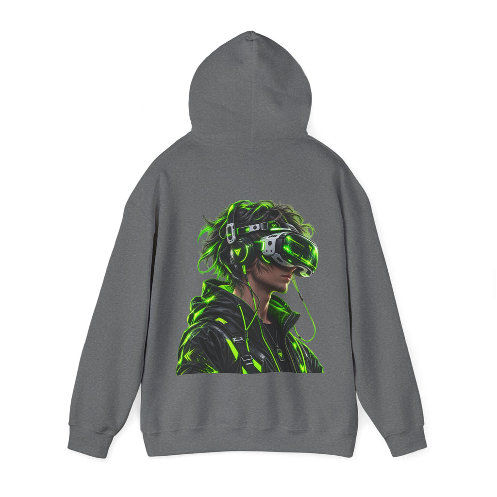 VR Gamer  Adult Hoodie — Neon Cyberpunk Virtual Reality Gamer Graphic Sweatshirt