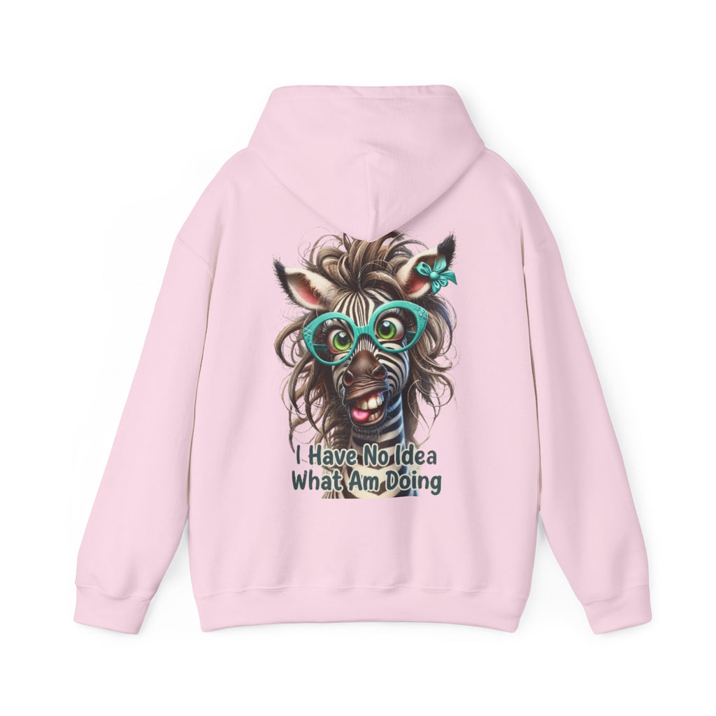 Funny Zebra Adult Hoodie — 'I Have No Idea What I Am Doing' Graphic Pullover