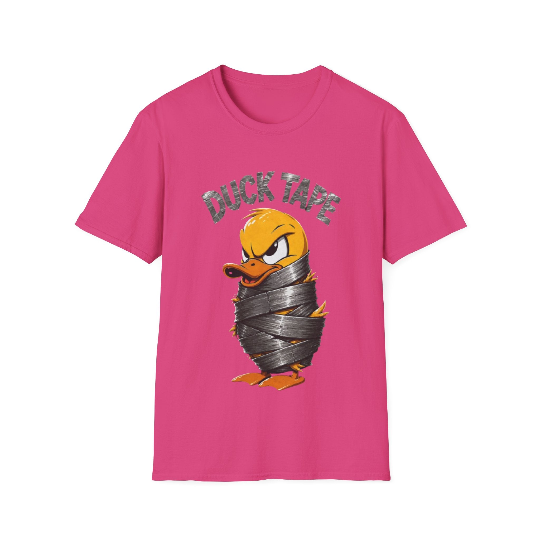 Duck Tape Adult T-Shirt — Funny Angry Duck Wrapped in Duct Tape Graphic Tee