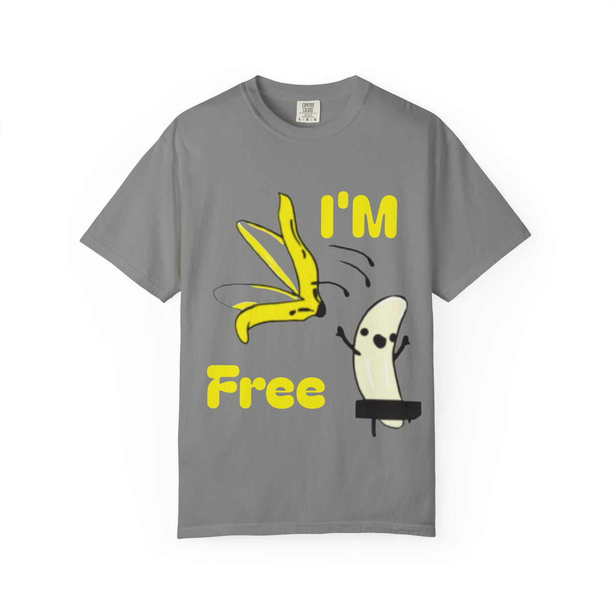 Banana Skateboard Adult T-Shirt — "I’m Free" Cute Skateboarding Banana Graphic Tee