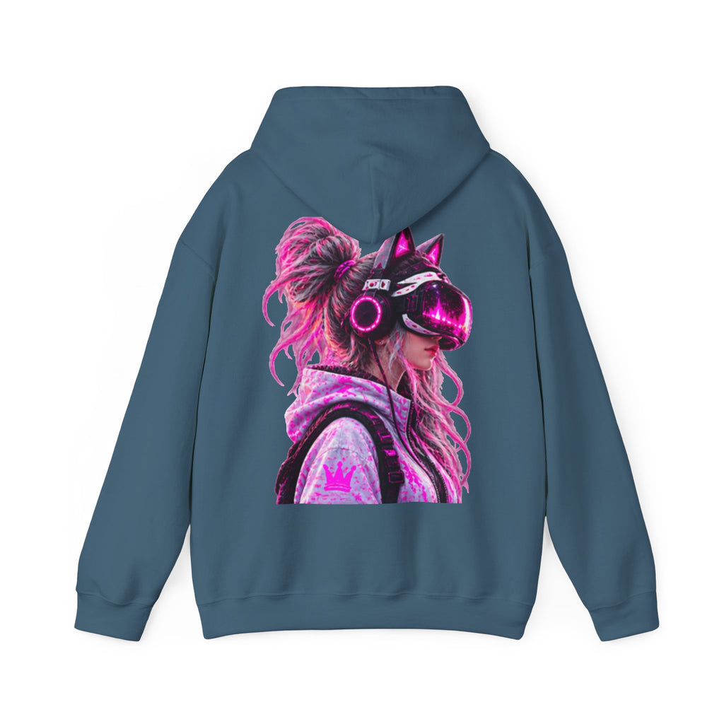 Cyberpunk VR Adult Hoodie — Neon Retro Gamer Aesthetic