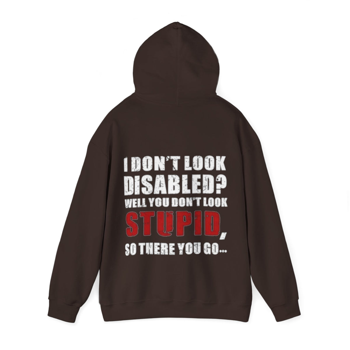Adult Hoodie — “I Don’t Look Disabled? When You Don’t Look STUPID” Graphic Back Print