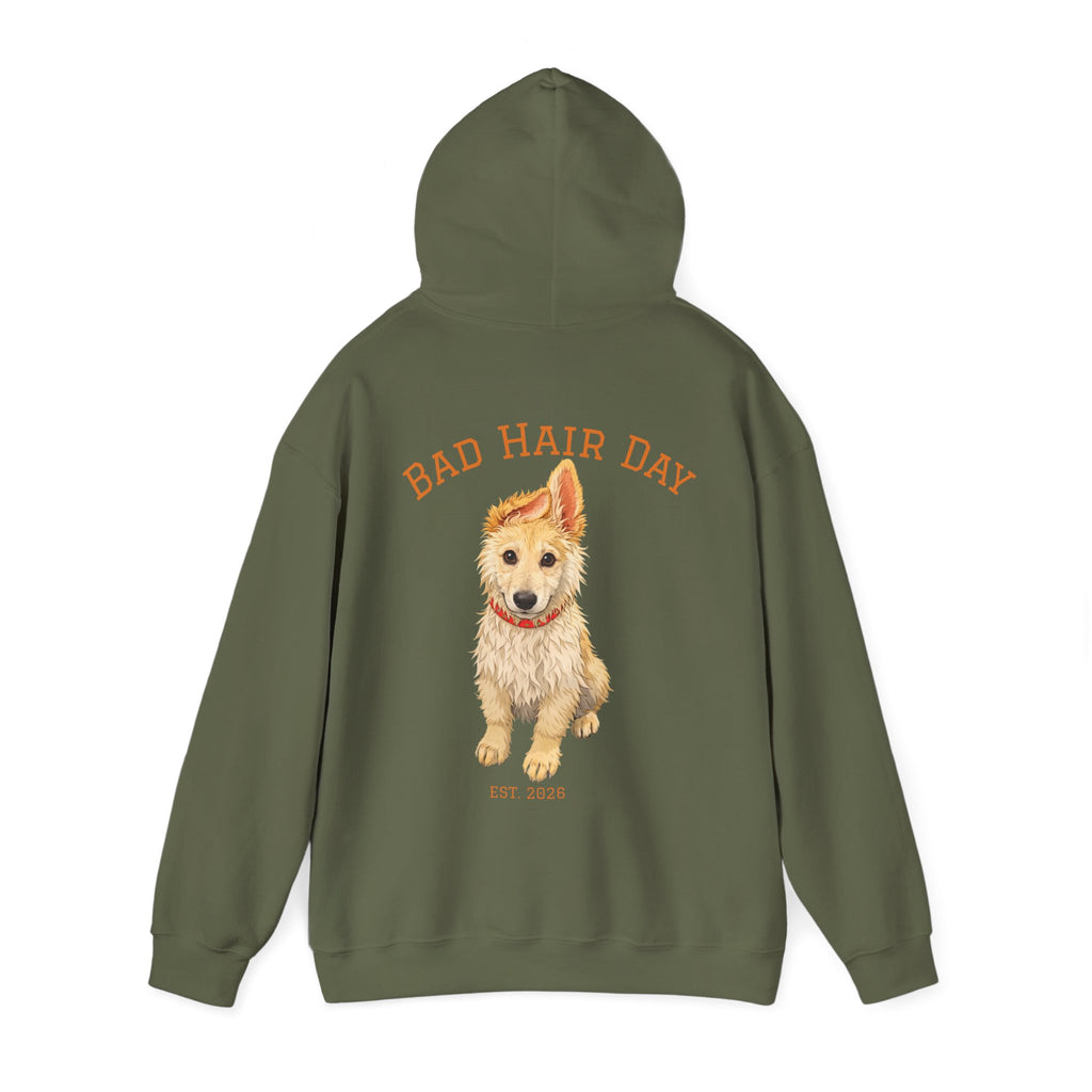 Bad Hair Day Puppy Adult Hoodie | Cute Dog Illustration Sweatshirt