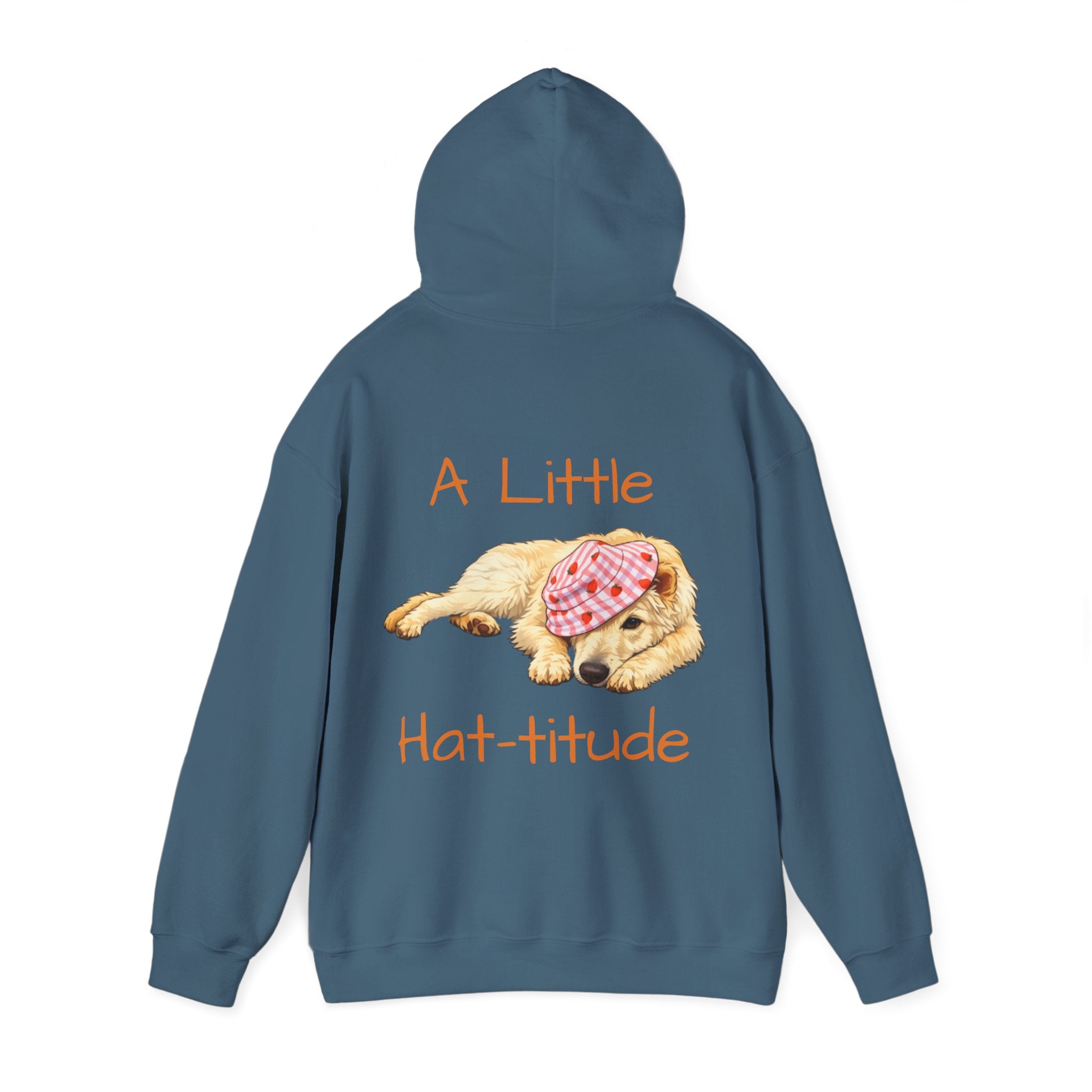 A Little Hat-Titude Puppy Illustration Adult Hoodie | Cute Dog Paw Chest Print