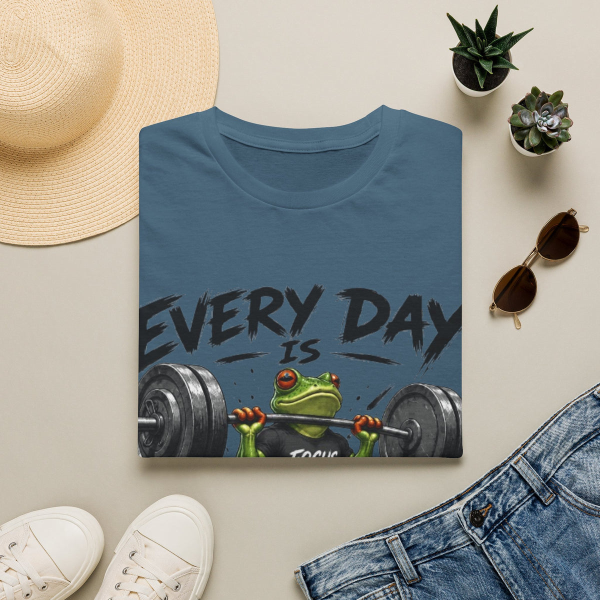 Weightlifting Frog Adult T‑Shirt — "Every Day Is Leg Day" Graphic Tee