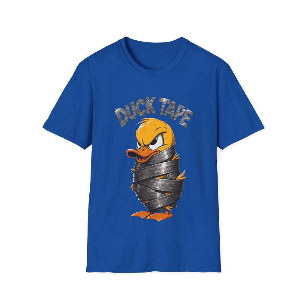Duck Tape Adult T-Shirt — Funny Angry Duck Wrapped in Duct Tape Graphic Tee