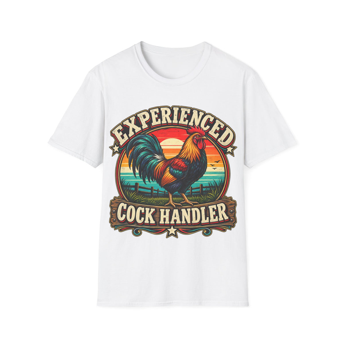 Experienced Cock Handler Adult T-Shirt — Retro Rooster Graphic Tee