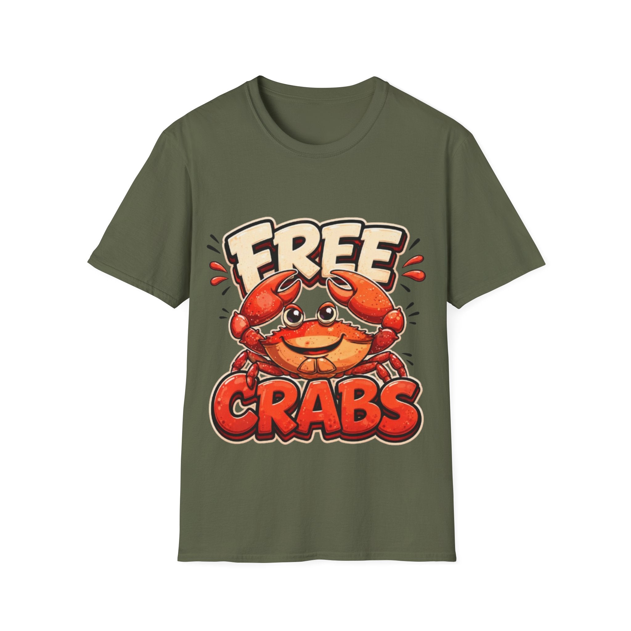 Free Crabs Adult T-Shirt — Funny Seafood Beach Graphic Tee