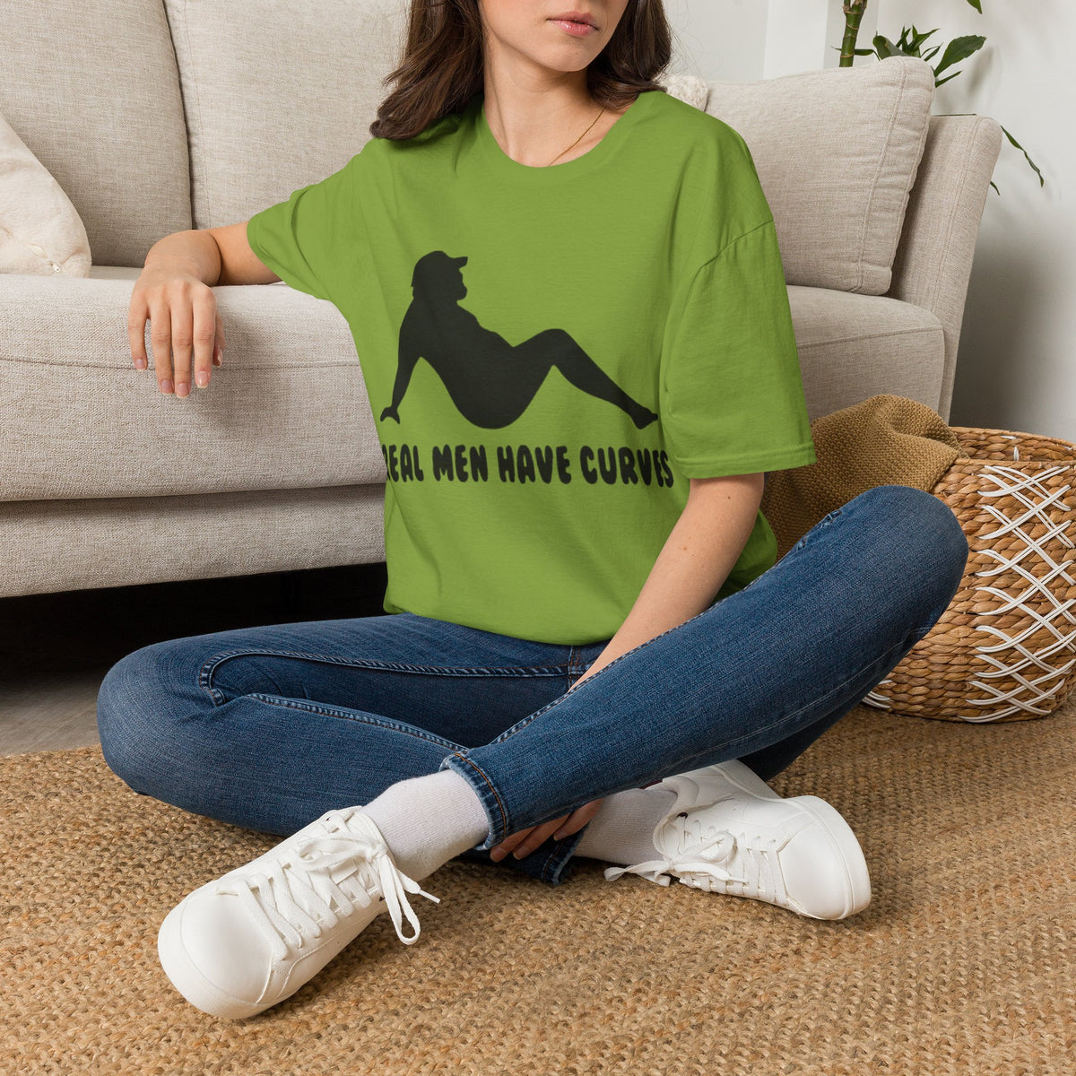 Curvy Silhouette Adult T-Shirt — "Real Men Have Curves" Graphic Tee