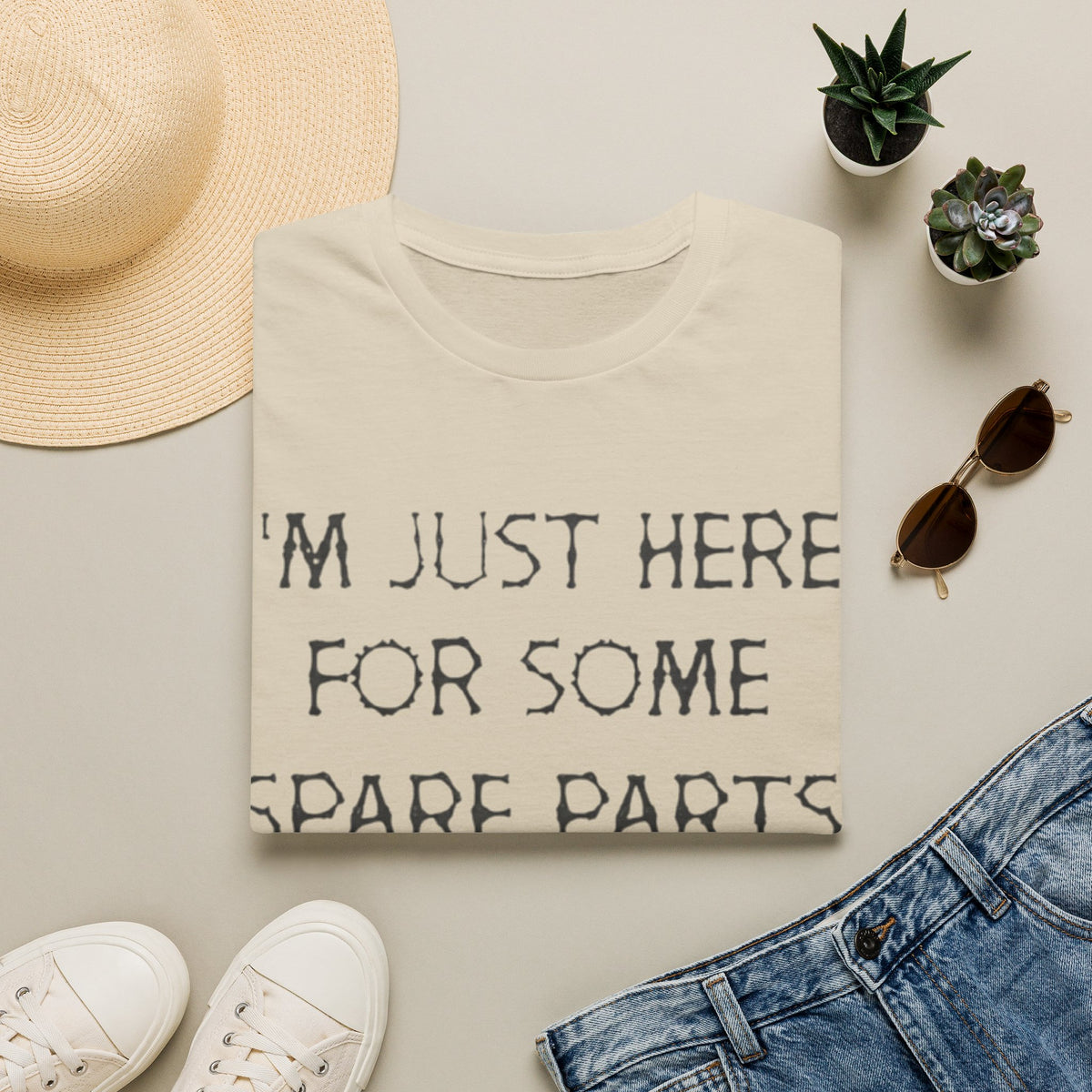 Halloween Pumpkin Jack-o'-Lantern Adult T-Shirt — "I'm Just Here For Some Spare Parts"