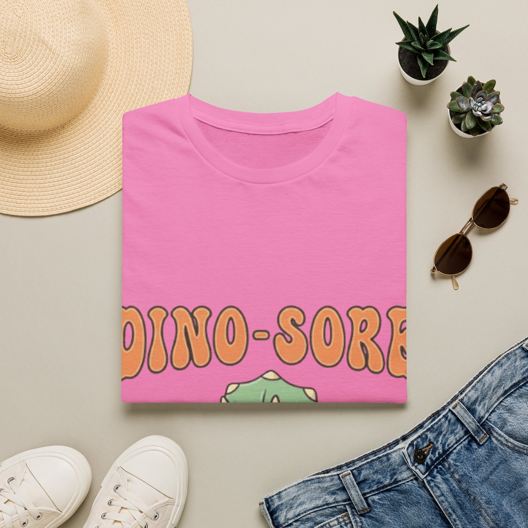 Dino-Sore Adult T-Shirt — Cute Workout Dinosaur Fitness Tee