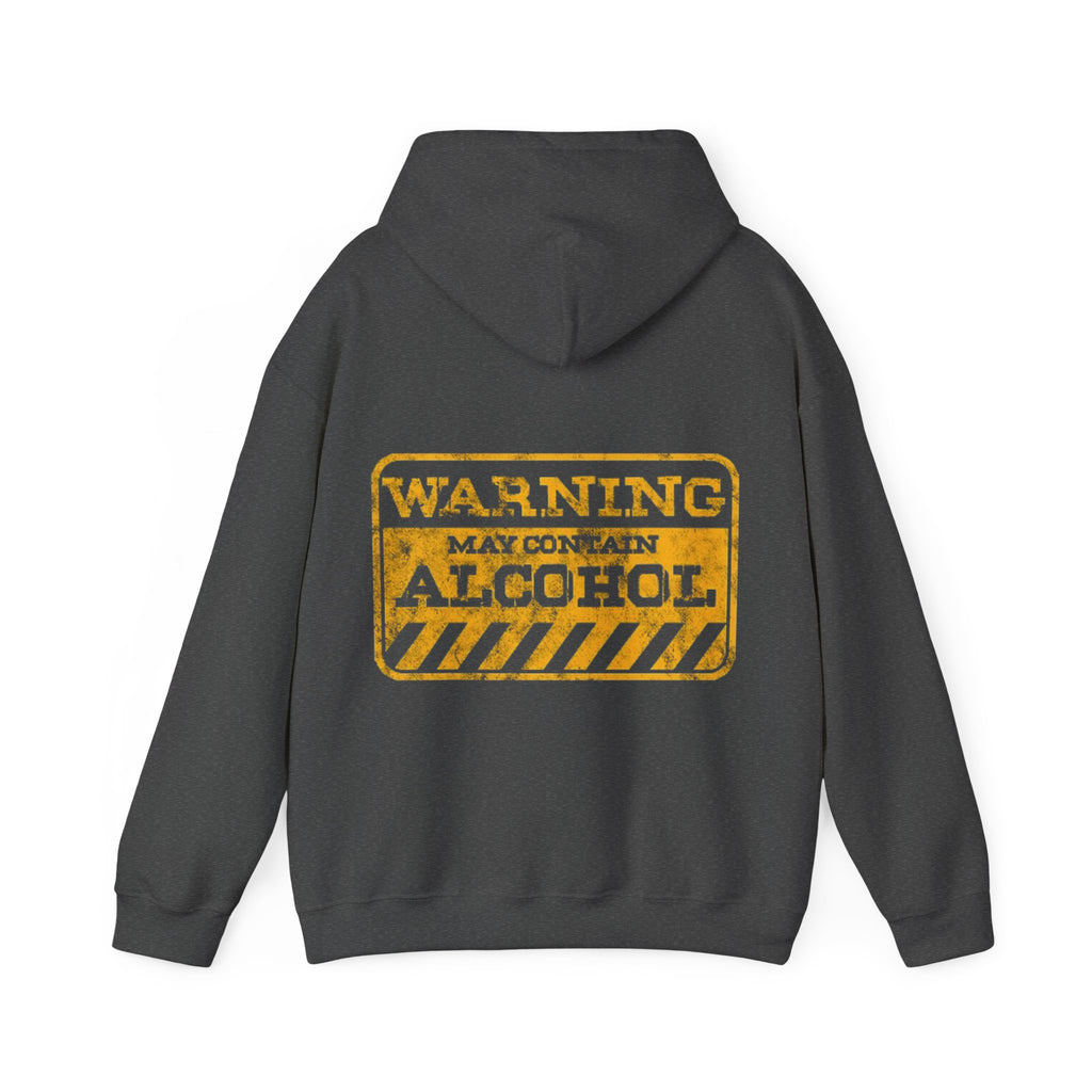 Warning May Contain Alcohol Adult Hoodie — Funny Bar & Party Drinking Sweatshirt