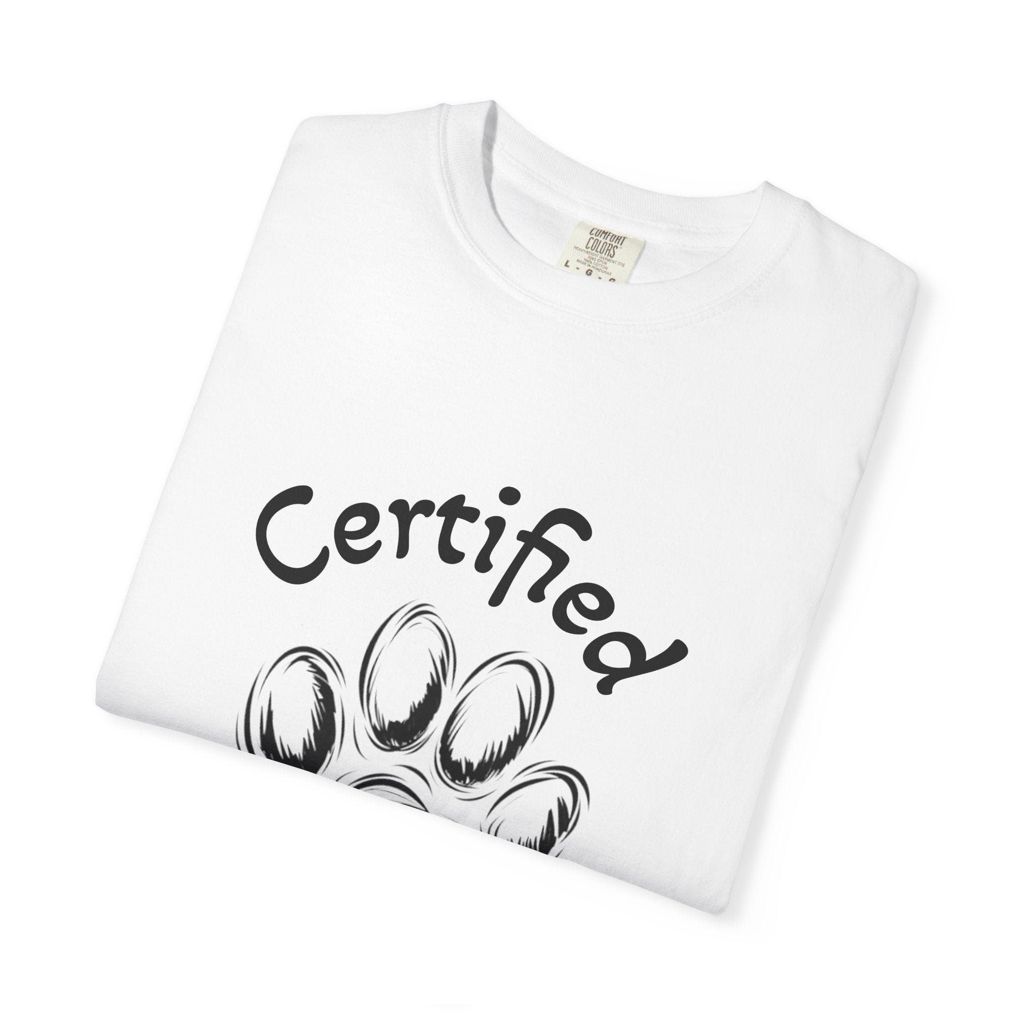 Certified Dog Person Adult T-Shirt — Paw Print Graphic Tee for Dog Lovers