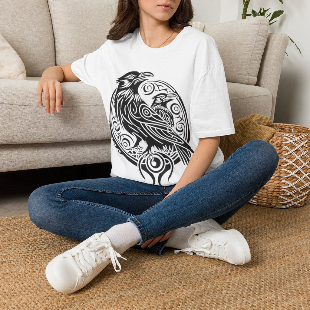 Odens Raven's Tribal Art Adult T-Shirt — Huginn and Muninn
