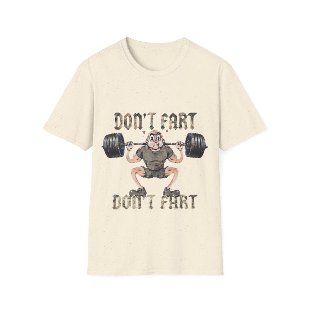 Don't Fart Weightlifting  Adult T‑Shirt — Funny Gym Workout Tee