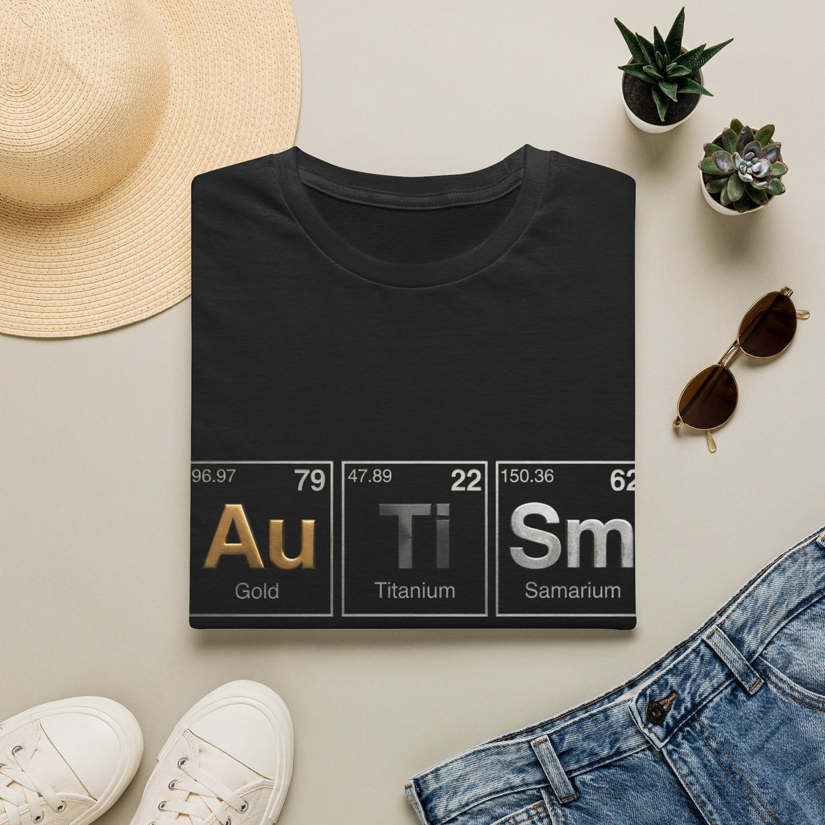 Adult T-Shirt — 'Au Ti Sm' Periodic Table Autism Awareness Tee