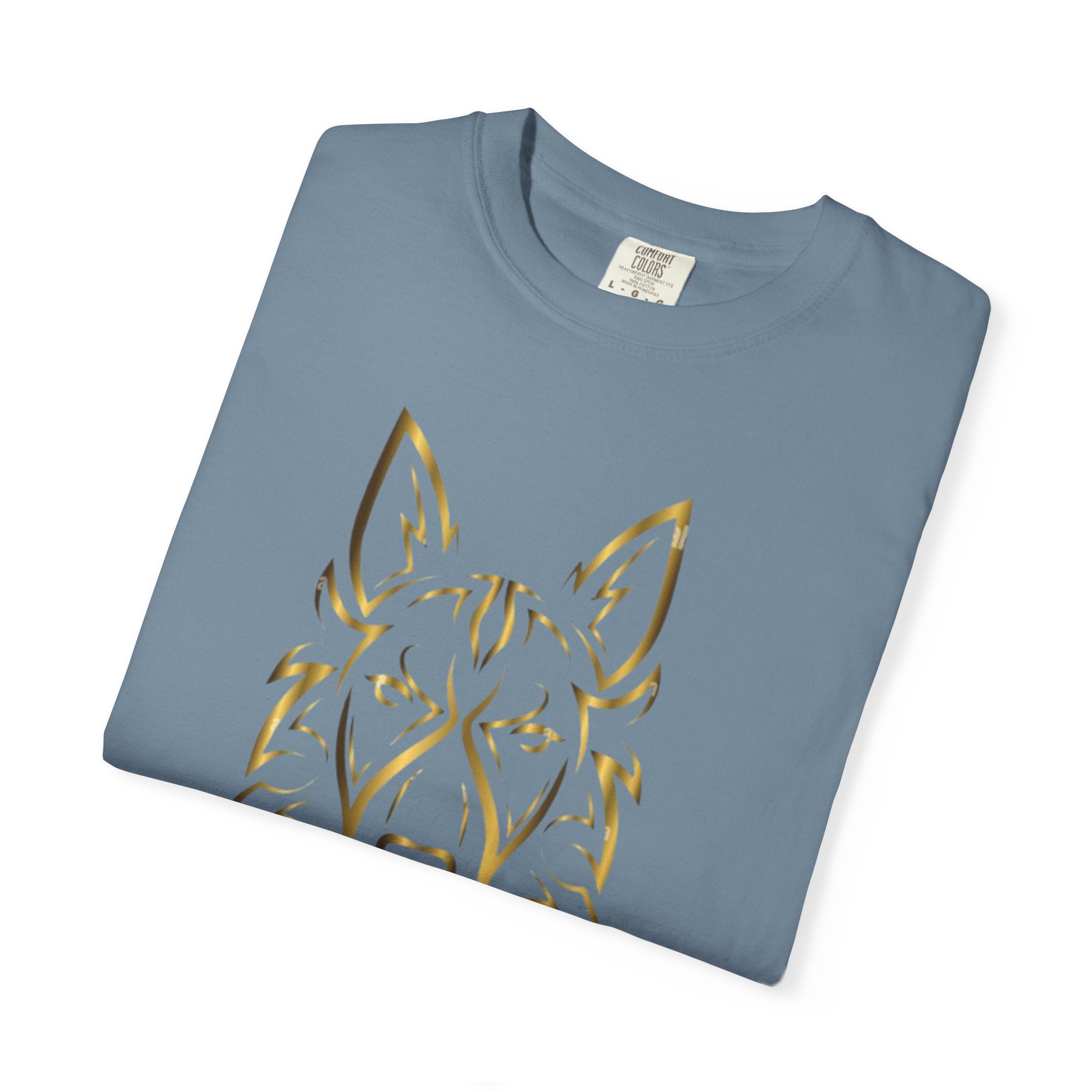 The Angel Wolf Adult T-Shirt — Gold Line Art Graphic Tee