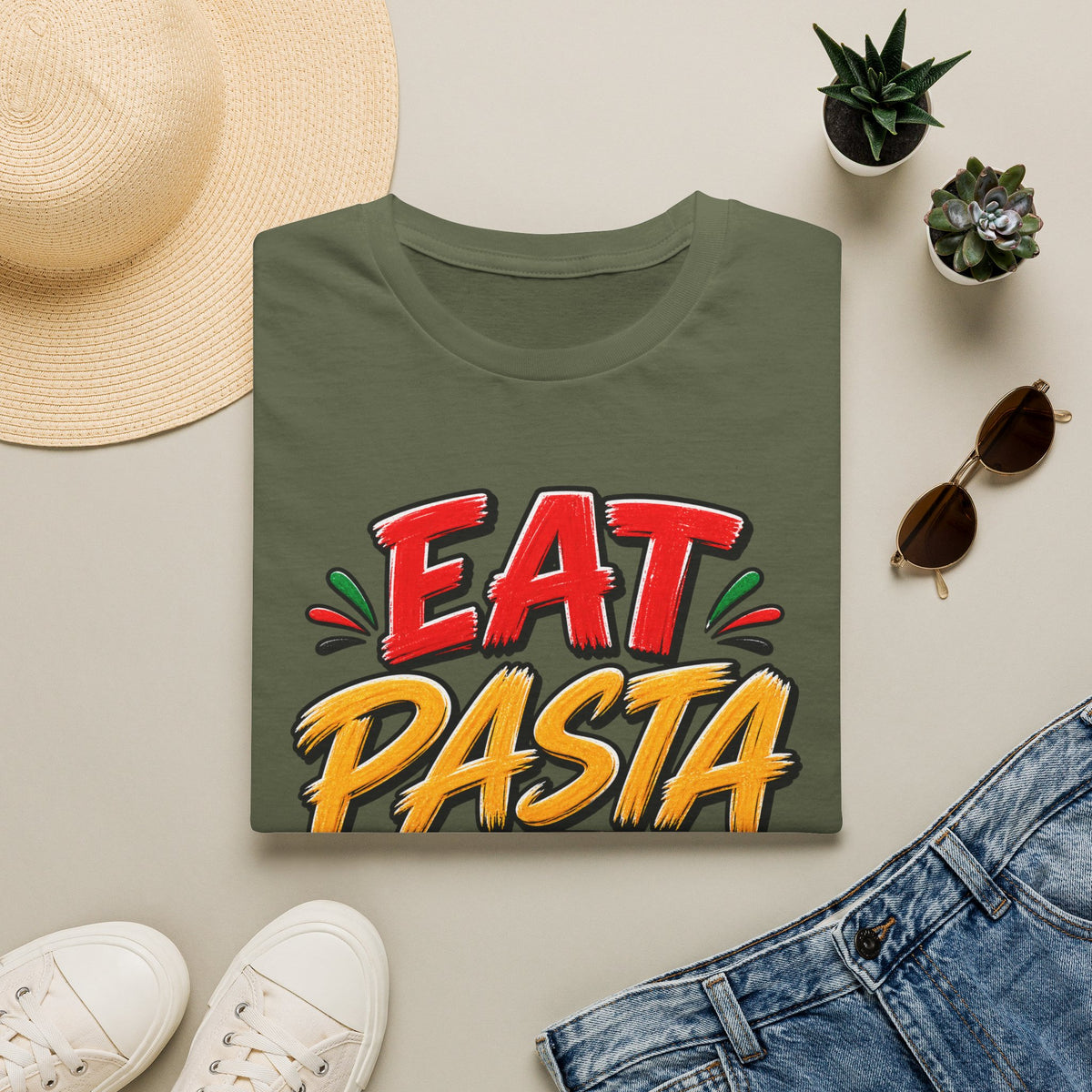 Eat Pasta Run Fasta Adult T-Shirt — Funny Italian Food & Running Graphic Tee