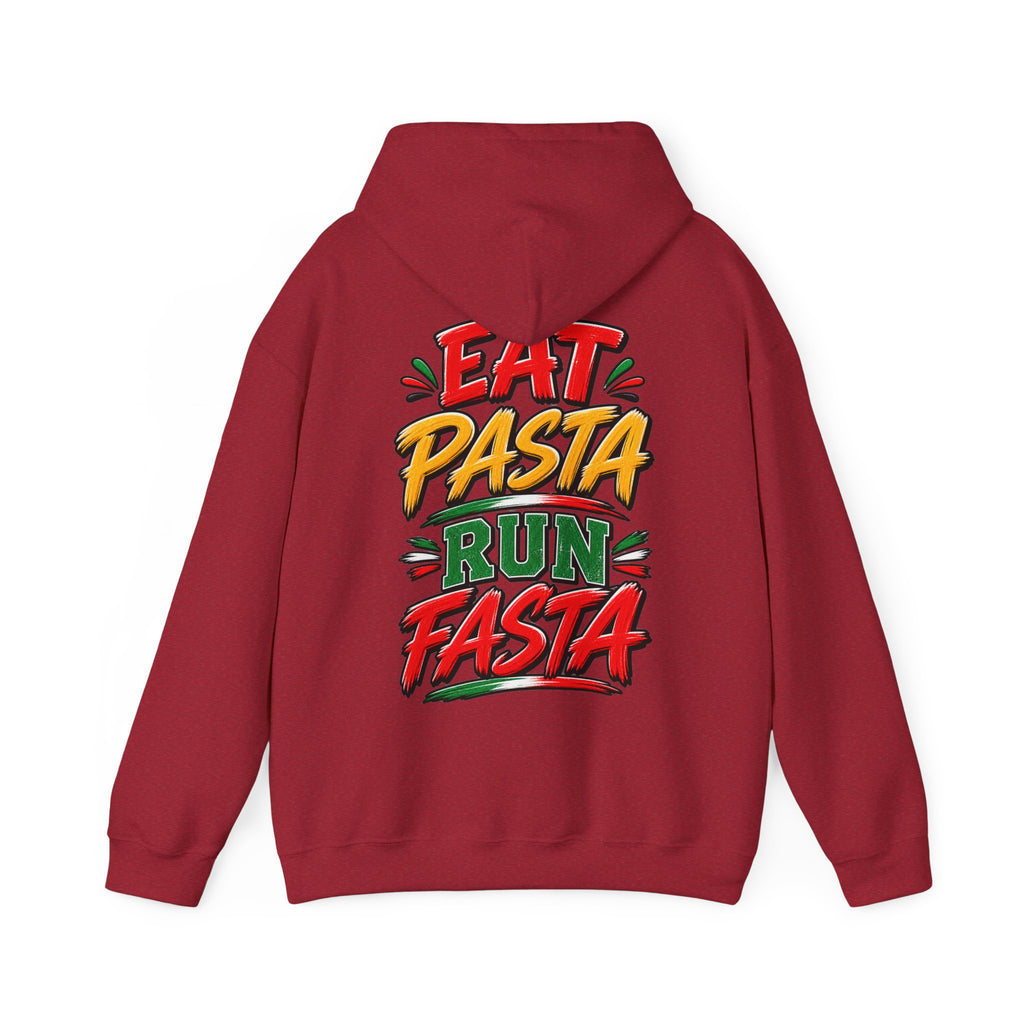 Adult Hoodie — "Eat Pasta Run Fasta" Graphic Pullover