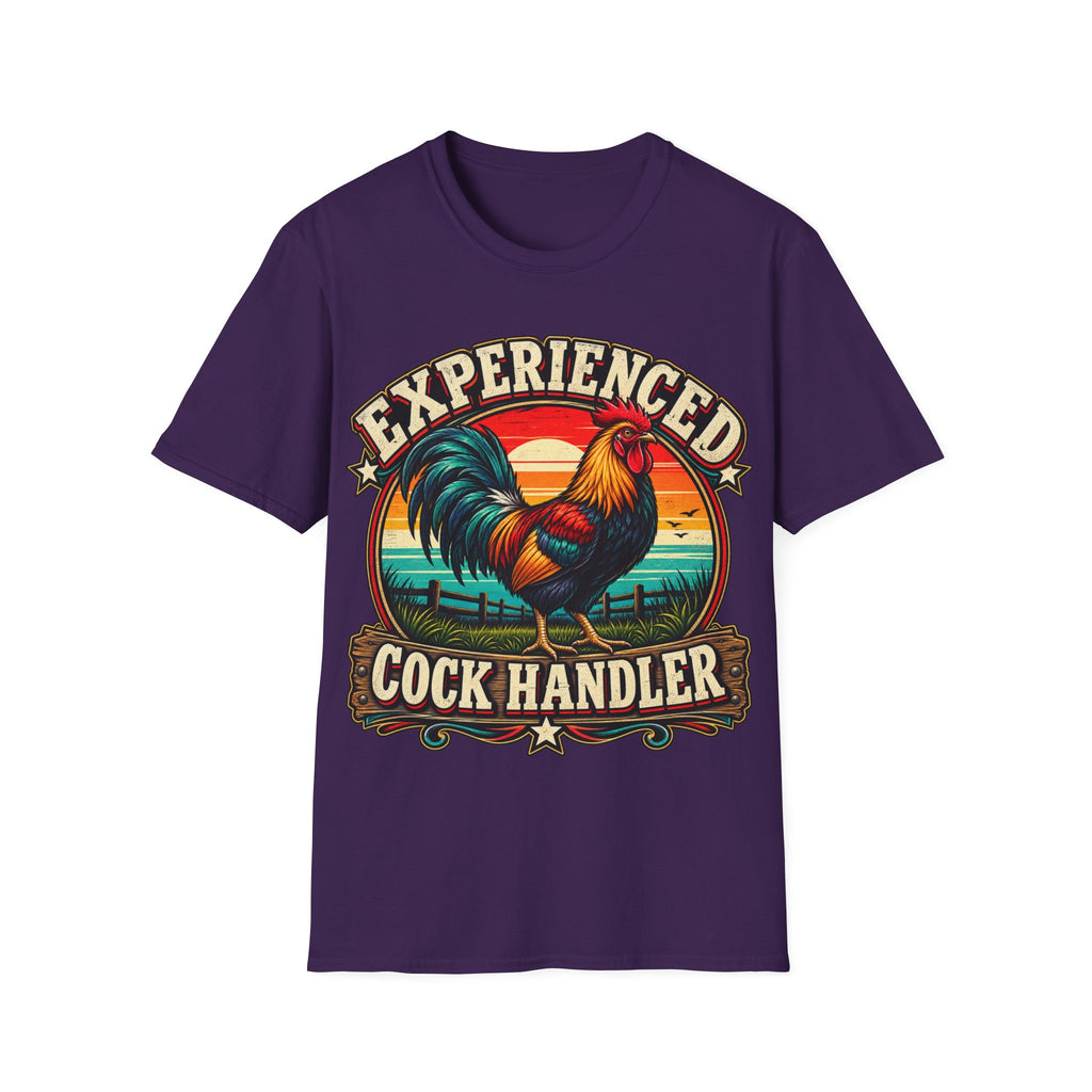 Experienced Cock Handler Adult T-Shirt — Retro Rooster Graphic Tee