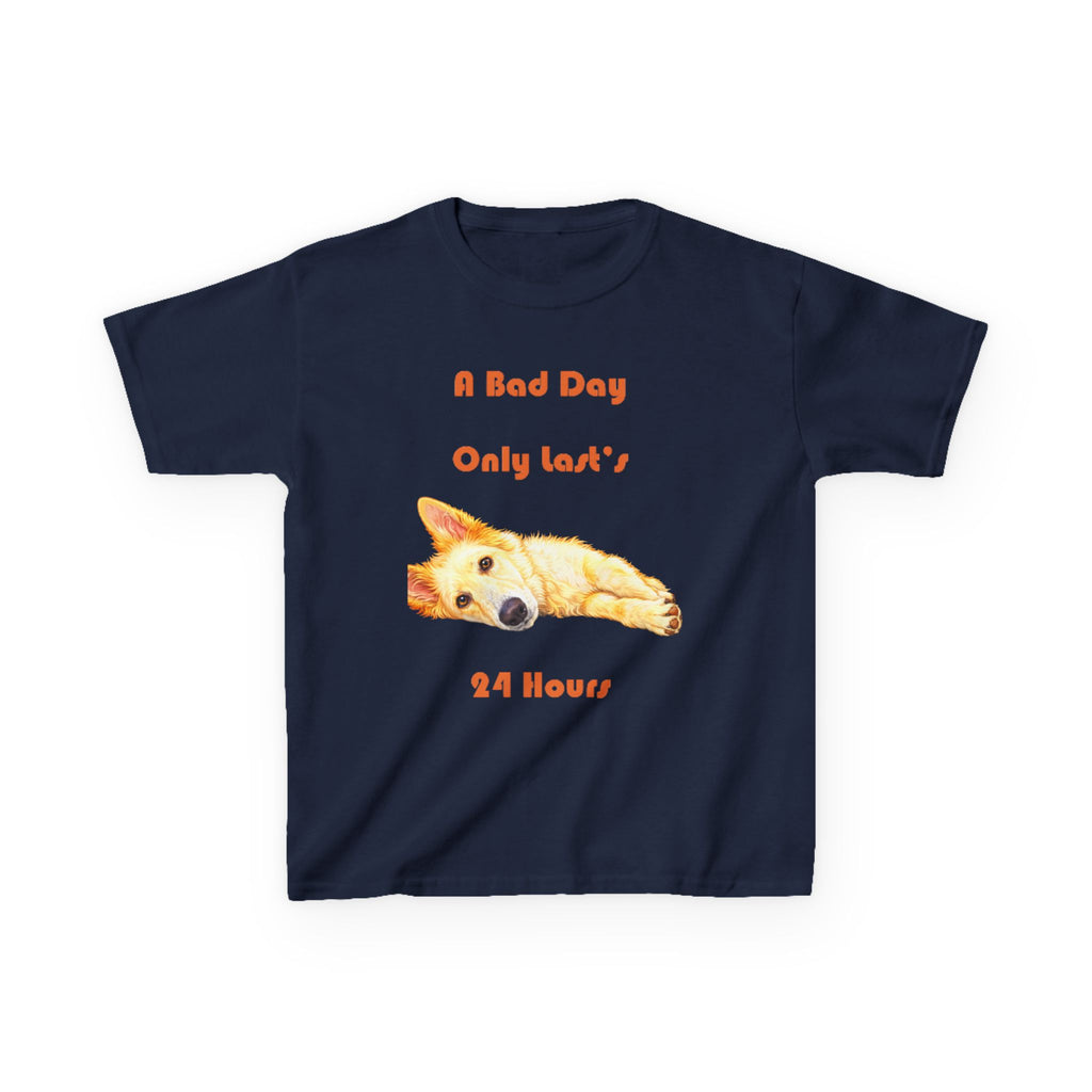 A Bad Day Only Lasts 24 Hours Kids Tee | Cute Corgi Illustration