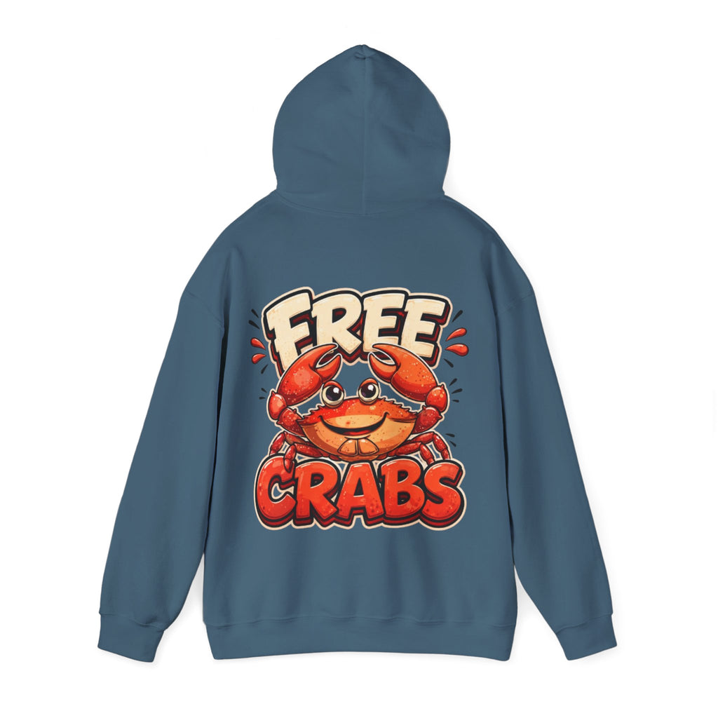 Adult Hoodie — Cute 'Free Crabs' Cartoon Crab Graphic Pullover