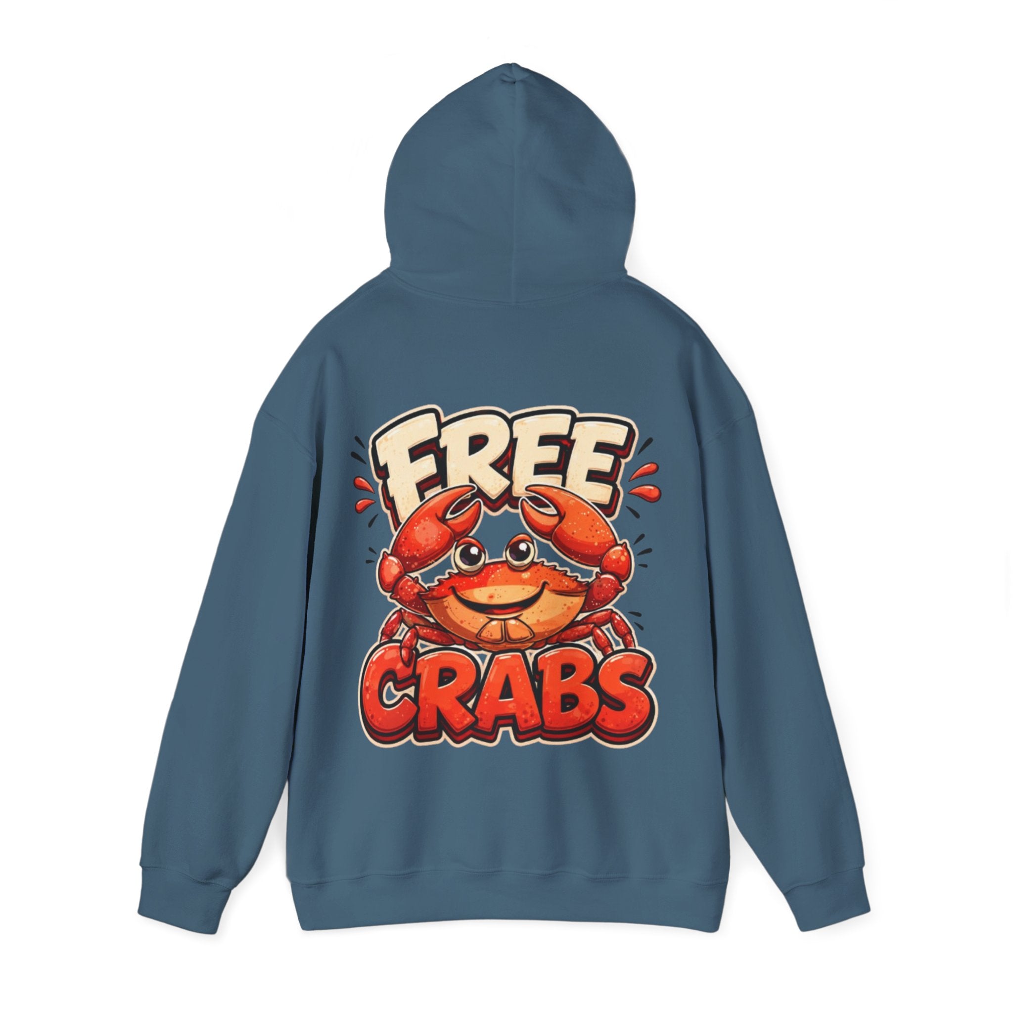 Adult Hoodie — Cute 'Free Crabs' Cartoon Crab Graphic Pullover