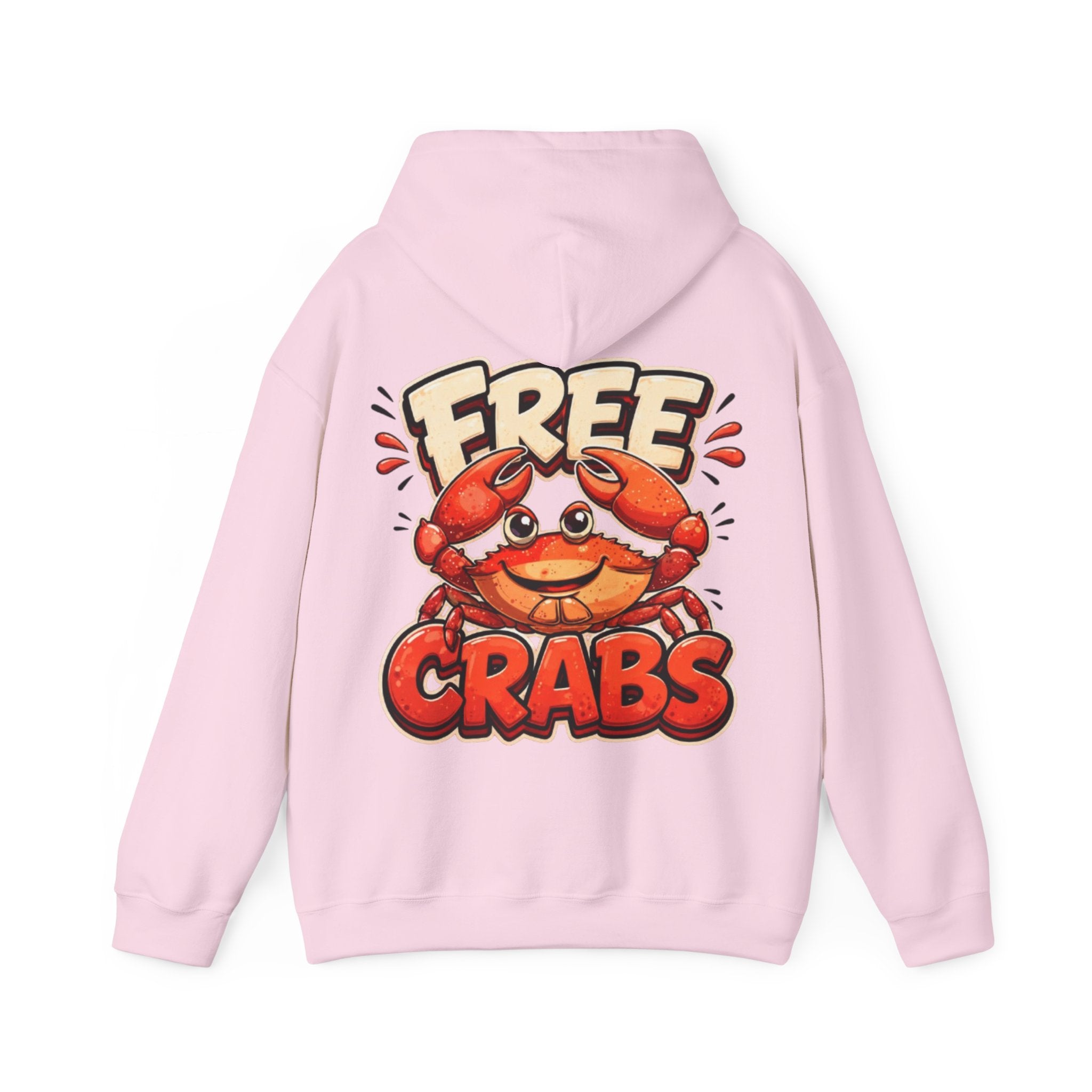 Adult Hoodie — Cute 'Free Crabs' Cartoon Crab Graphic Pullover