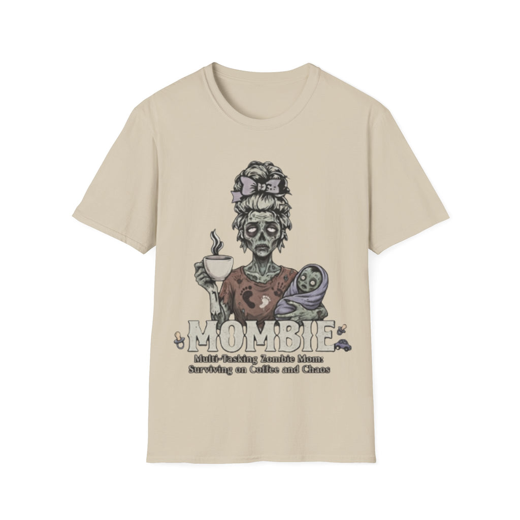 Mombie Adult T-Shirt – Funny Zombie Coffee Tee for Halloween & Horror Fans