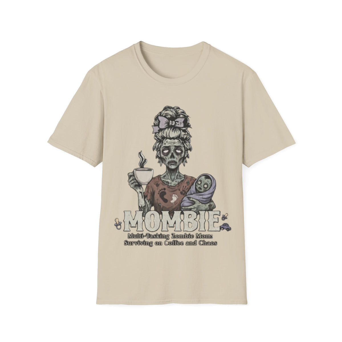 Mombie Adult T-Shirt – Funny Zombie Coffee Tee for Halloween & Horror Fans