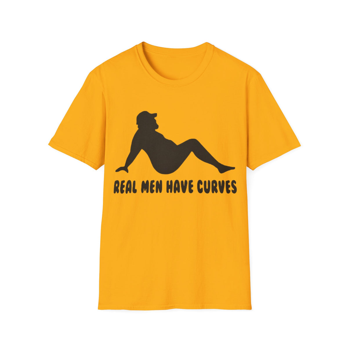 Curvy Silhouette Adult T-Shirt — "Real Men Have Curves" Graphic Tee