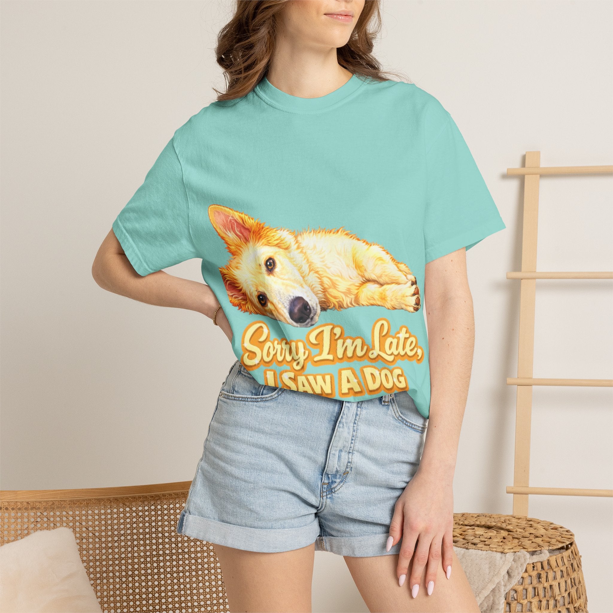 Dog Lover Adult T-Shirt — “Sorry I’m Late, I Saw a Dog” Graphic Tee