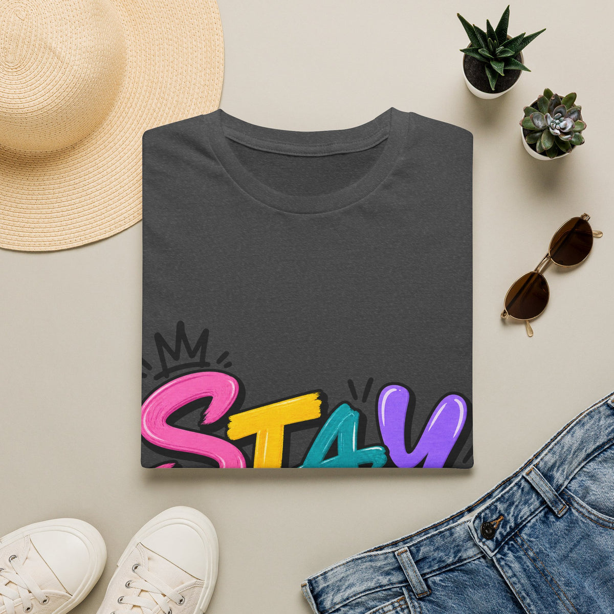 Stay Weird Adult T-Shirt — Colorful Graffiti Graphic Tee