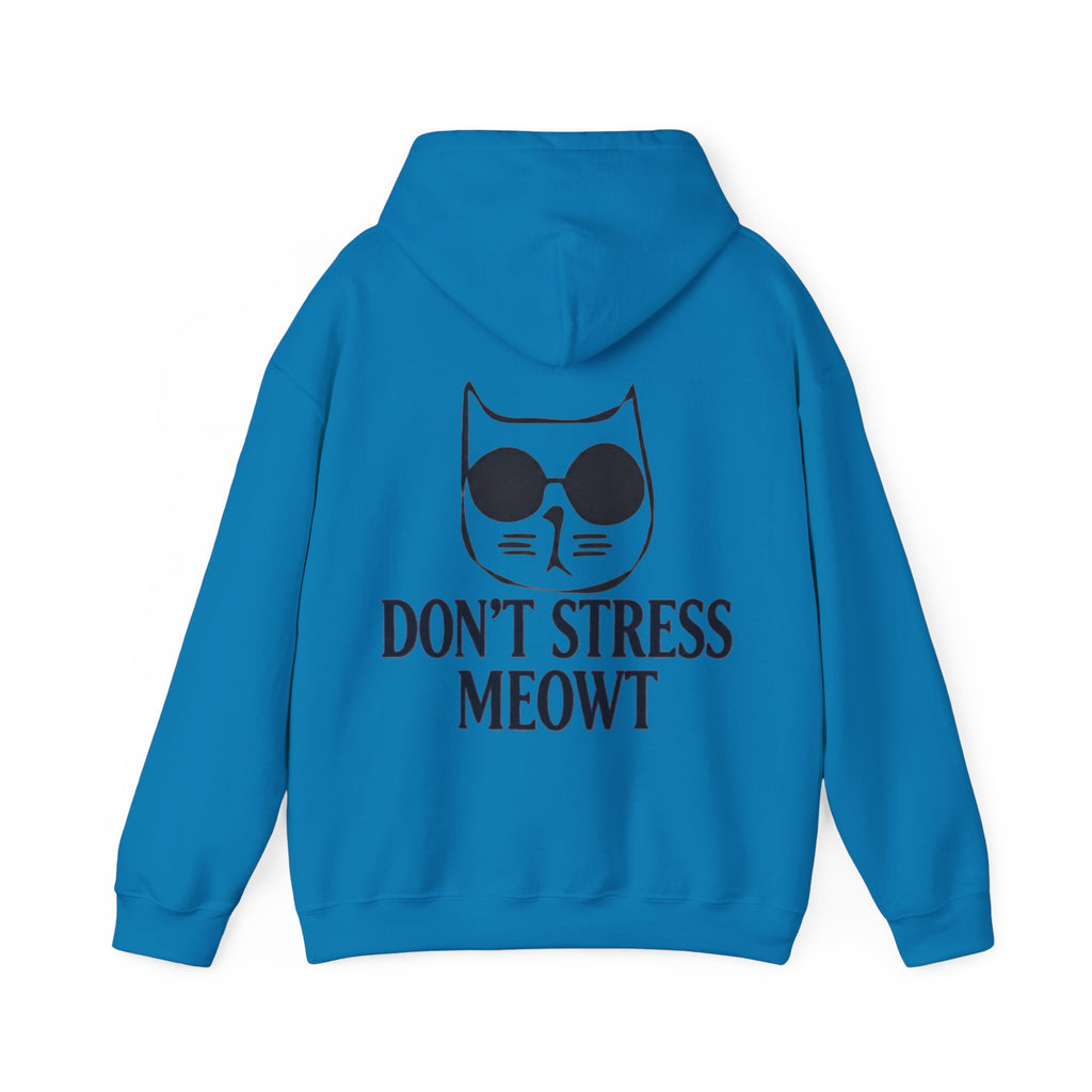 Don't Stress Meowt Adult Hoodie — Relaxed Cat Graphic Sweatshirt