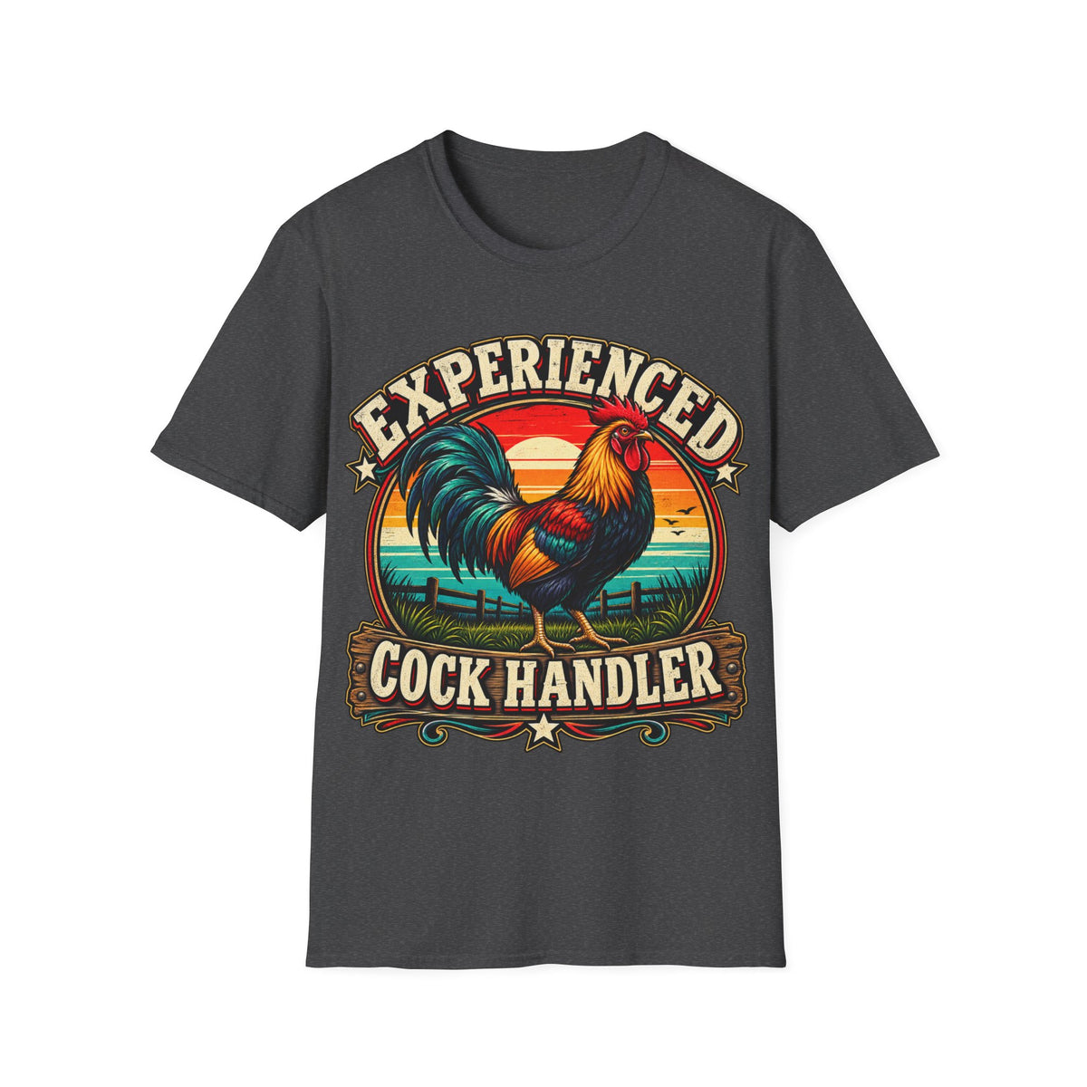 Experienced Cock Handler Adult T-Shirt — Retro Rooster Graphic Tee