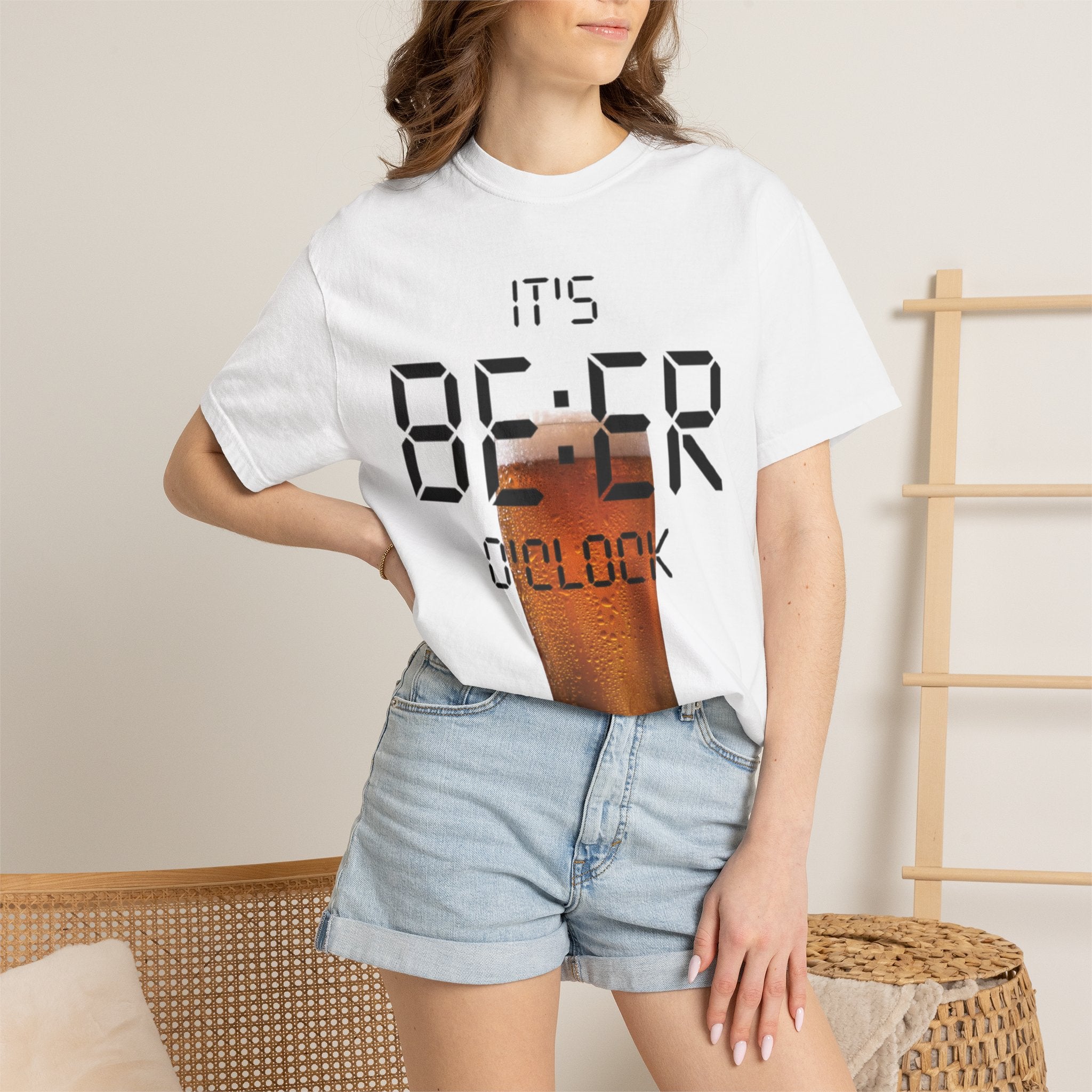 Beer O'Clock Adult T-Shirt — "It's BEER O'CLOCK" Graphic Tee with Pint Glass