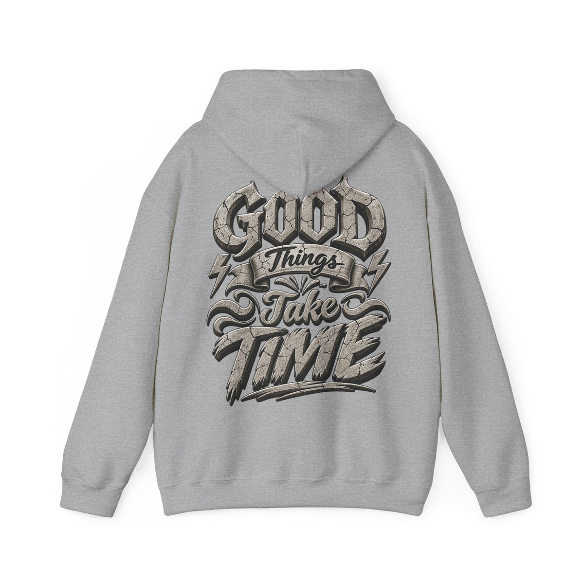 Good Things Take Time Adult Hoodie — Motivational Graphic Back Print