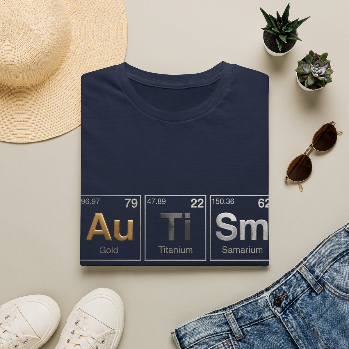 Adult T-Shirt — 'Au Ti Sm' Periodic Table Autism Awareness Tee